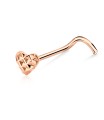 Designer Heart Shaped Silver Curved Nose Stud NSKB-05B